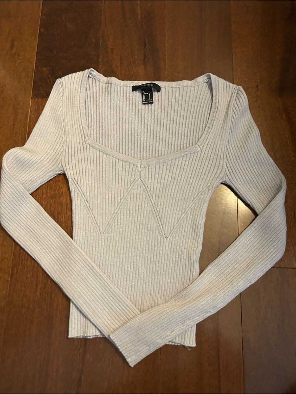 Forever 21 Women’s S Violet Minimal Ribbed Long Sleeve Stretchy Blouse Top